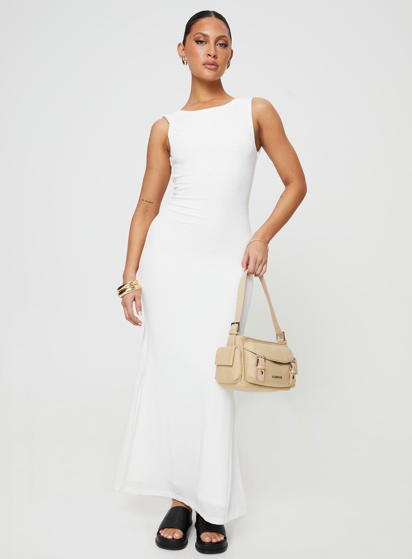 Ashen maxi dress white