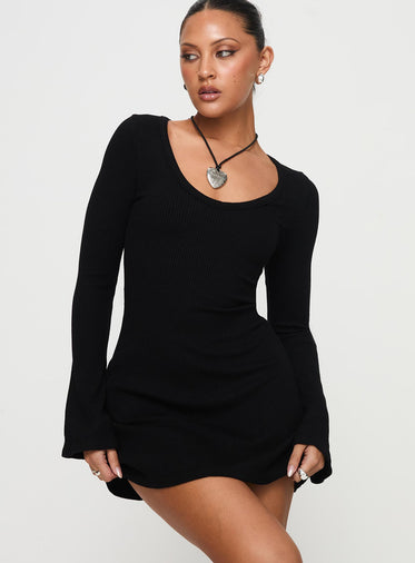 Best Interest Long Sleeve Mini Dress Black Tall