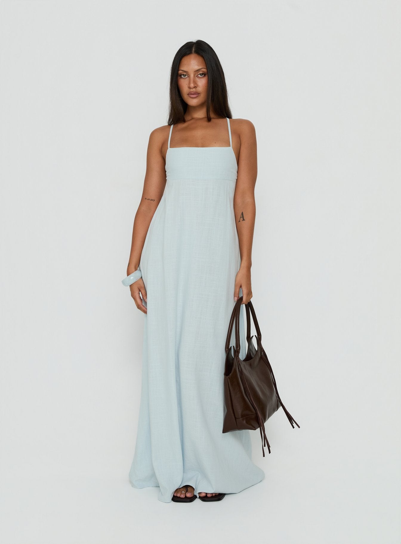 ice blue maxi dress Elegant Ice Blue Fairytale Floral A-line Long Tulle Prom Party Dress, SposaBridal