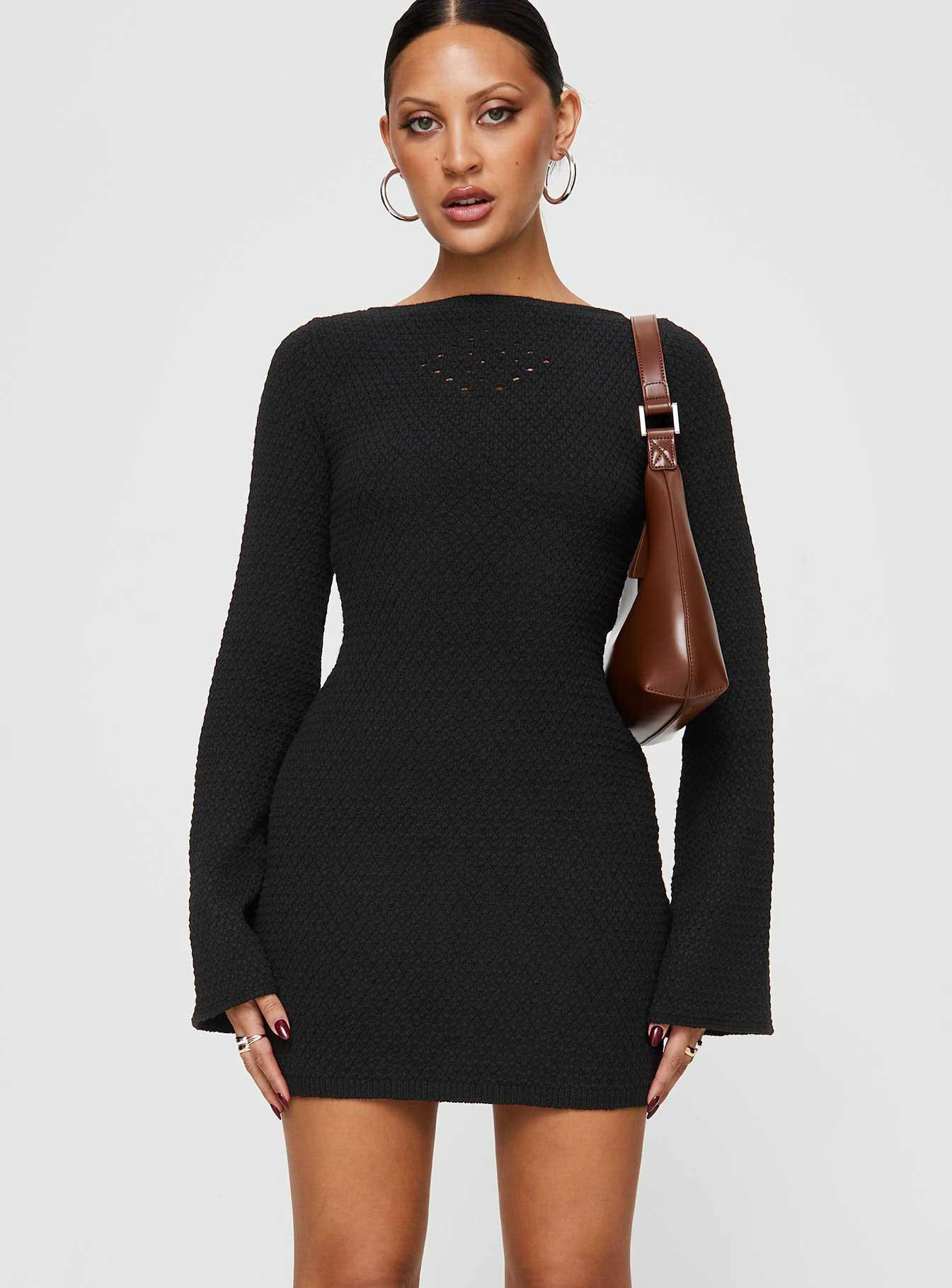 Malcalm Long Sleeve Mini Dress Black | Princess Polly Malcalm Long Sleeve Mini Dress Black | Princess Polly