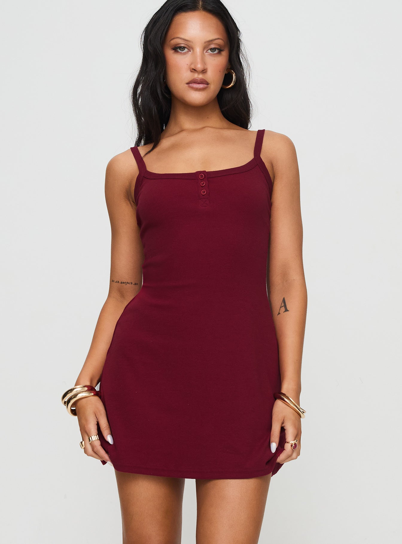 red ribbed mini dress RE/DONE Hanes | Ribbed Tank Mini Dress - Heritage Red Dresses