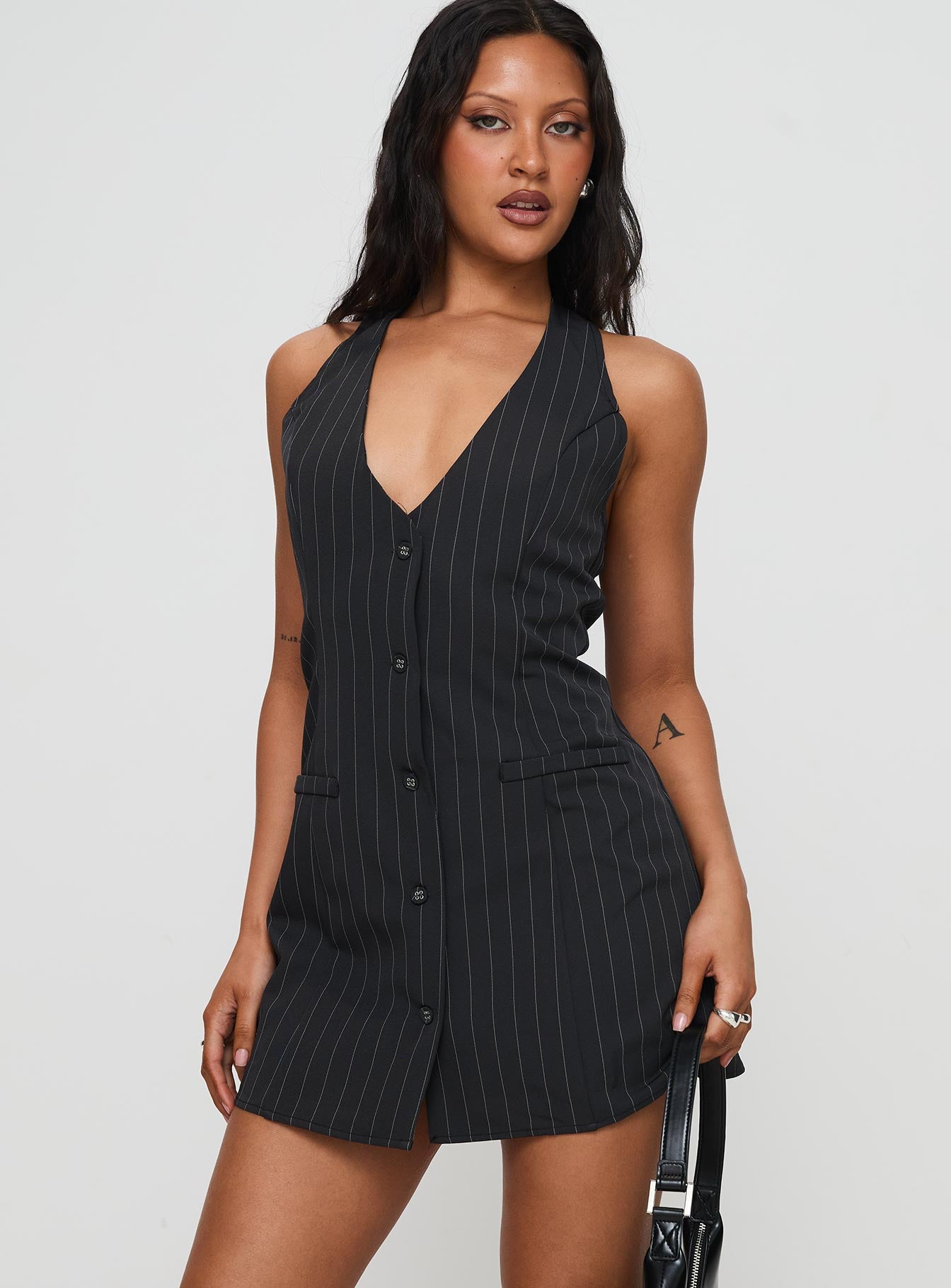 Fenny Mini Dress Pinstripe | Princess Polly Fenny Mini Dress Pinstripe | Princess Polly
