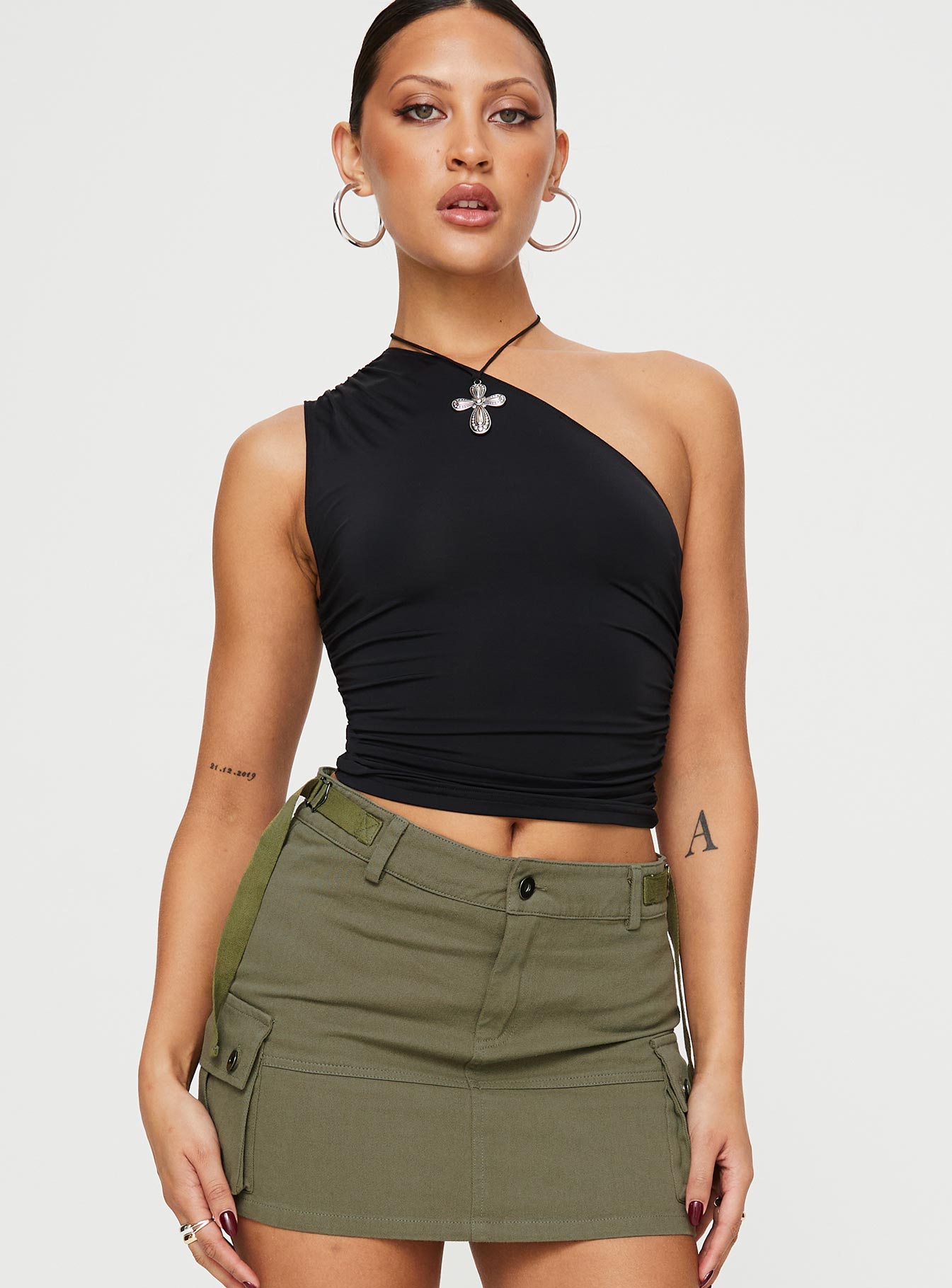 Annem one shoulder top black