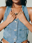 product Princess Polly Sleeveless Square Neck  Thayer Denim Vest Top Mid Blue