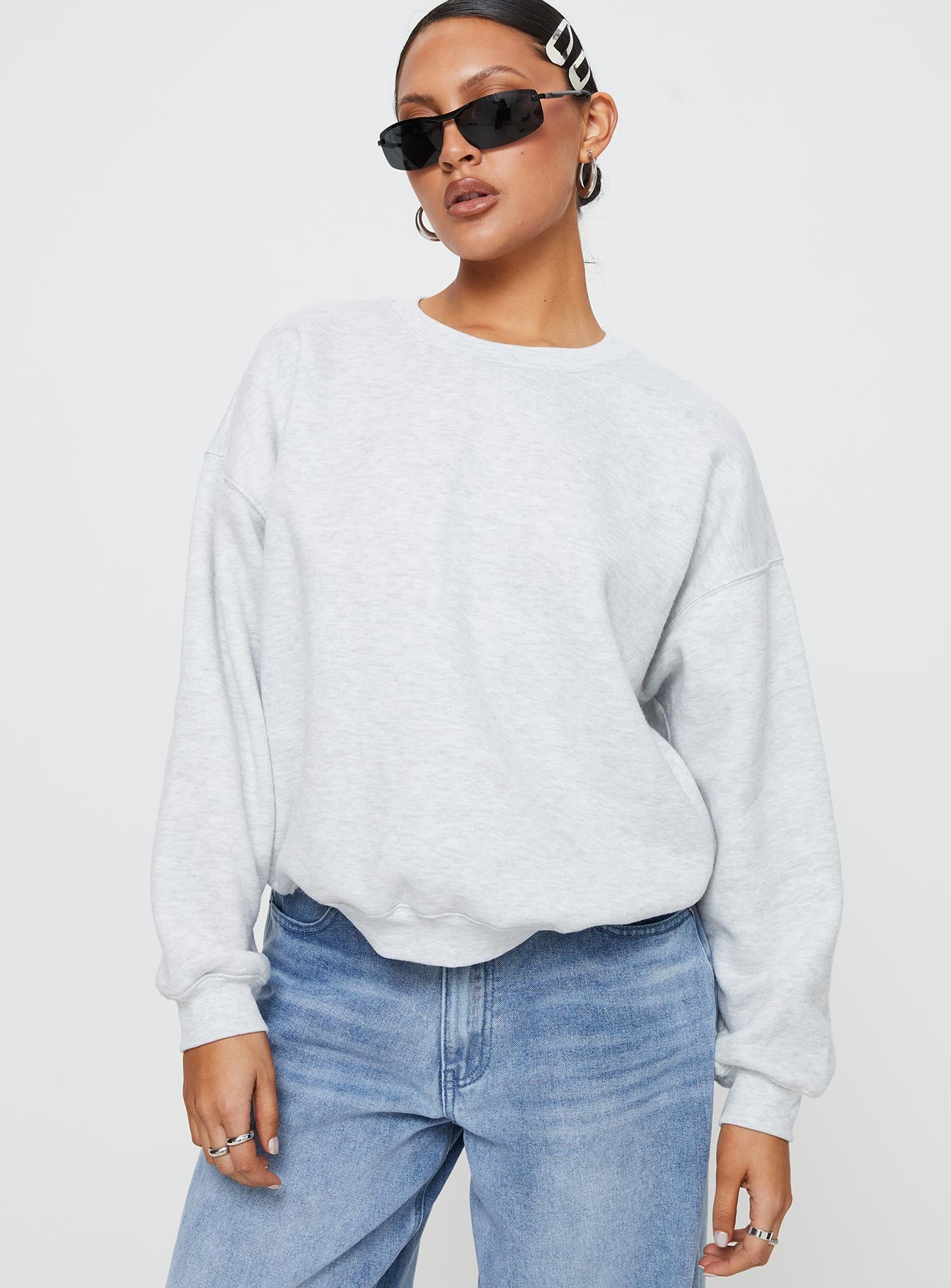 Cropped grey crew online neck