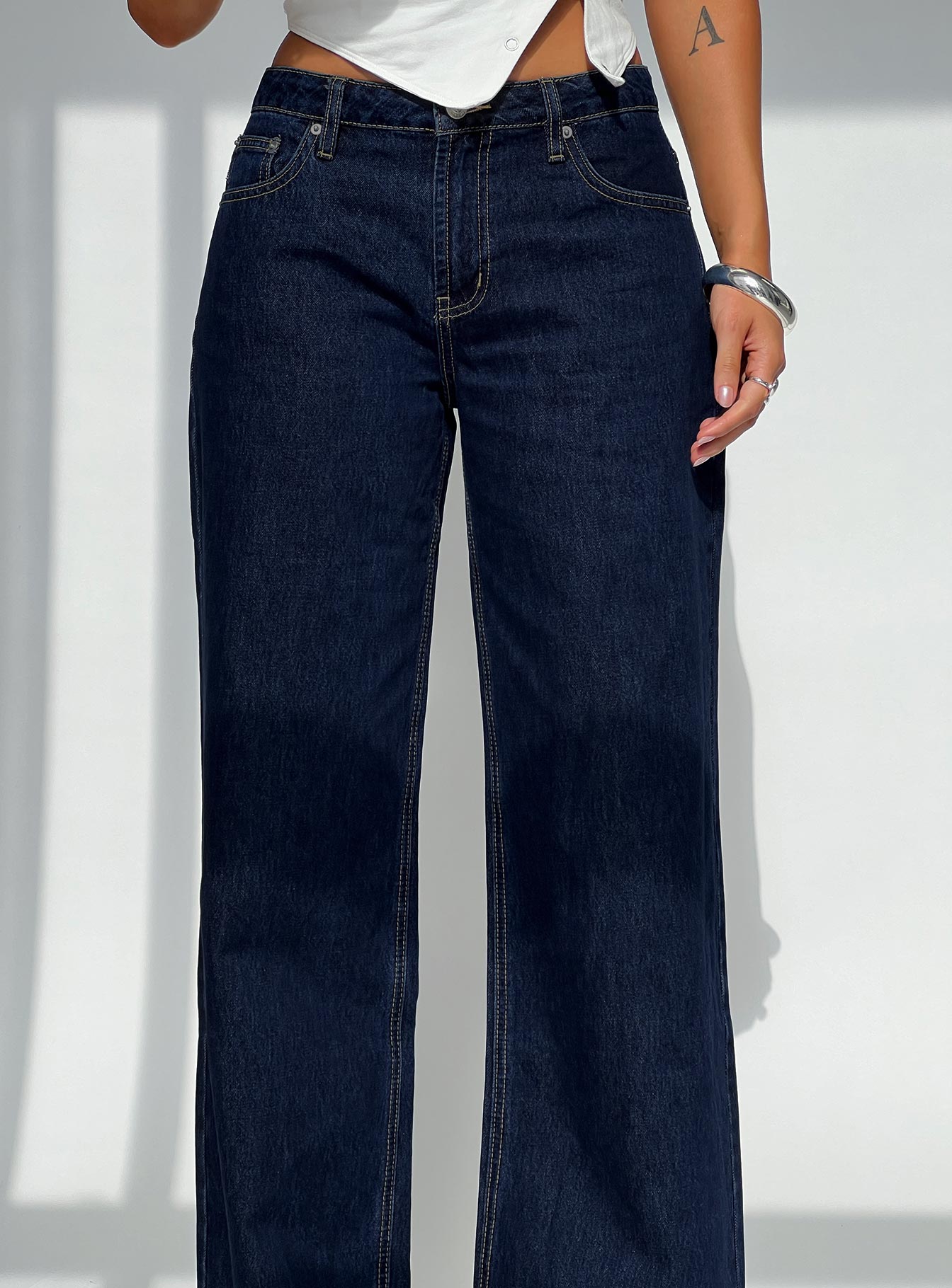 Darla Low Rise Straight Leg Jean Dark Blue Wash