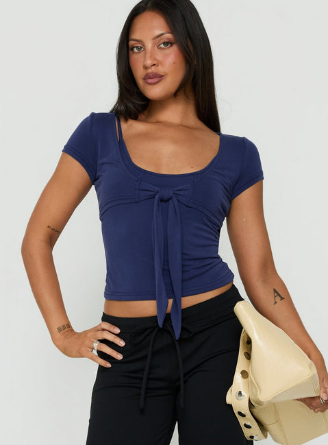 Celinne Layered Micro Bolero Top Navy