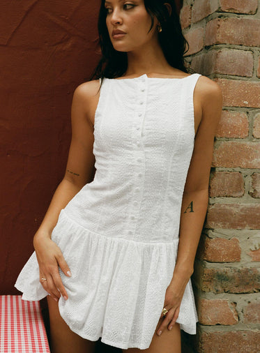 Sweeter Places Embroidered Mini Dress White Petite