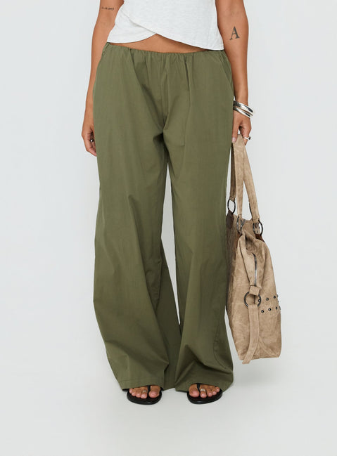 Lunea Concealed Waistband Pants Khaki Petite
