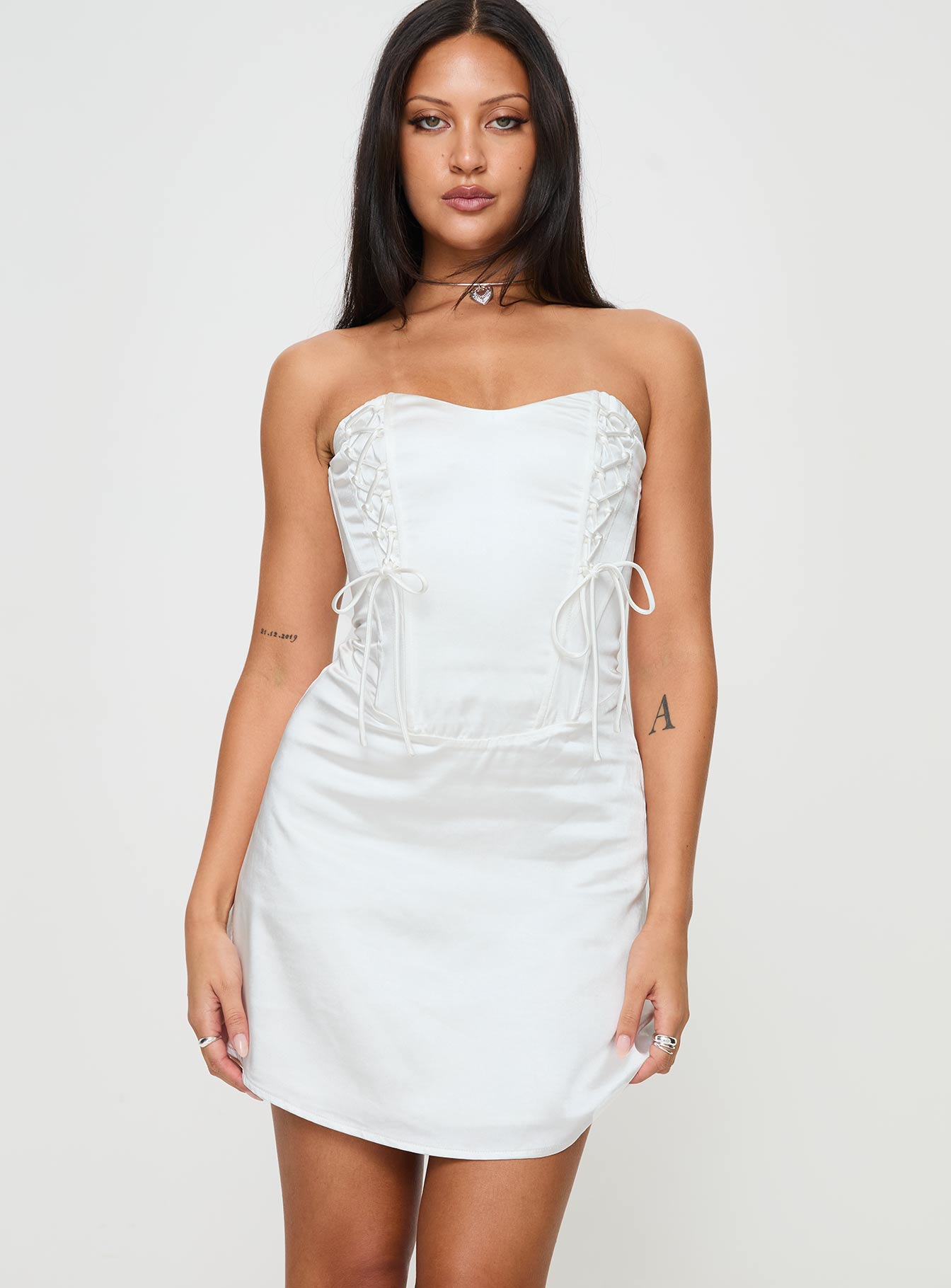 Lorah corset mini dress white