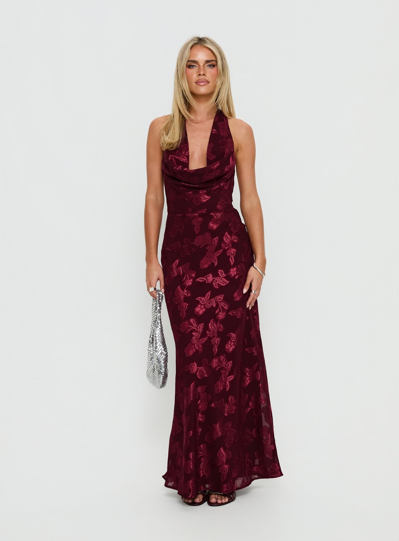 Jazminah Halter Cowl Neck Maxi Dress | Burgundy | Womens | Princess Polly Jazminah Halter Cowl Neck Maxi Dress | Burgundy | Womens | Princess Polly