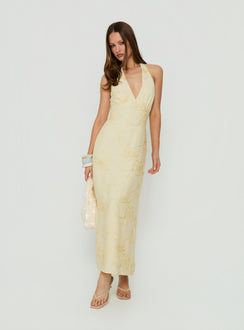 Luisella Halter Midi Dress Yellow Floral
