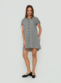 Angelikah Babydoll Mini Dress Black / White Gingham