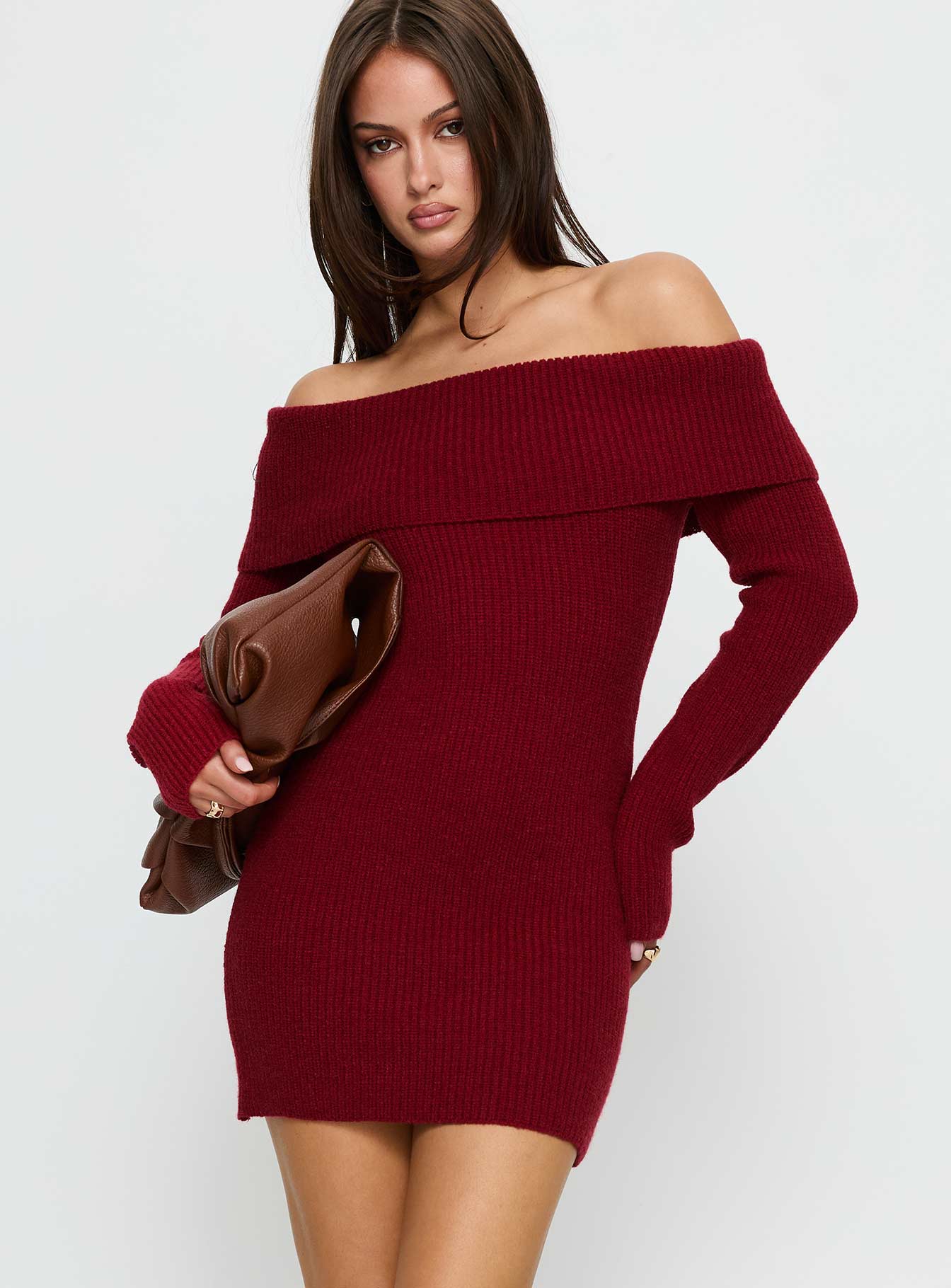 Noriko Long Sleeve Knit Mini Dress L | XL | Burgundy | Womens | Princess Polly Noriko Long Sleeve Knit Mini Dress L | XL | Burgundy | Womens | Princess Polly