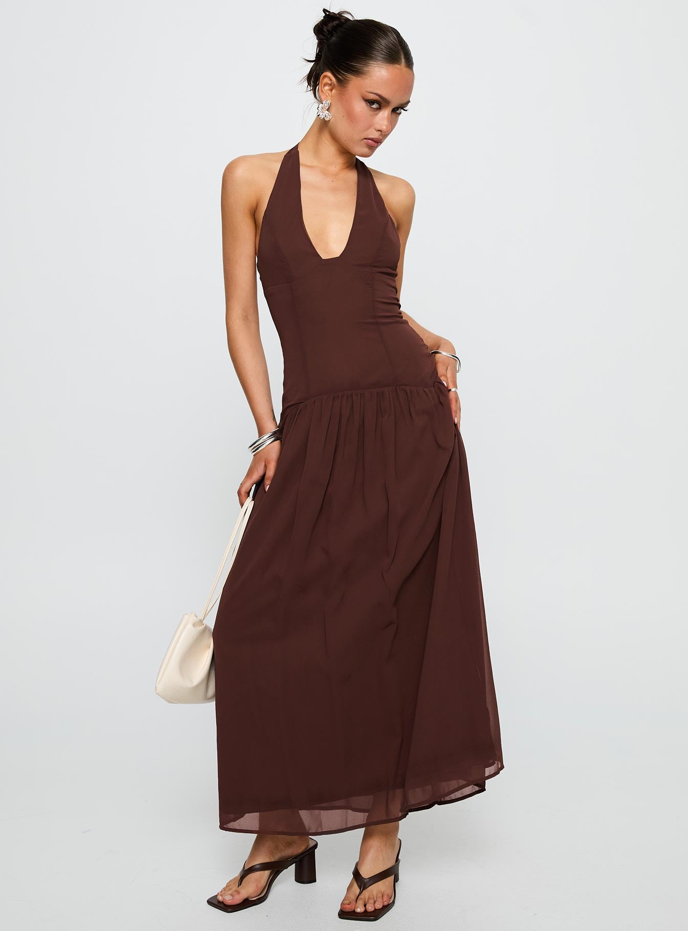 Chestnut Drop Waist Maxi Dress | Brown | Womens | Princess Polly Chestnut Drop Waist Maxi Dress | Brown | Womens | Princess Polly
