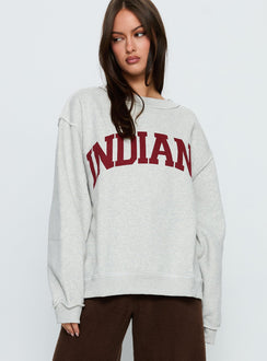 front view of model wearing Princess Polly When In Indiana Mock Neck Jumper Grey 