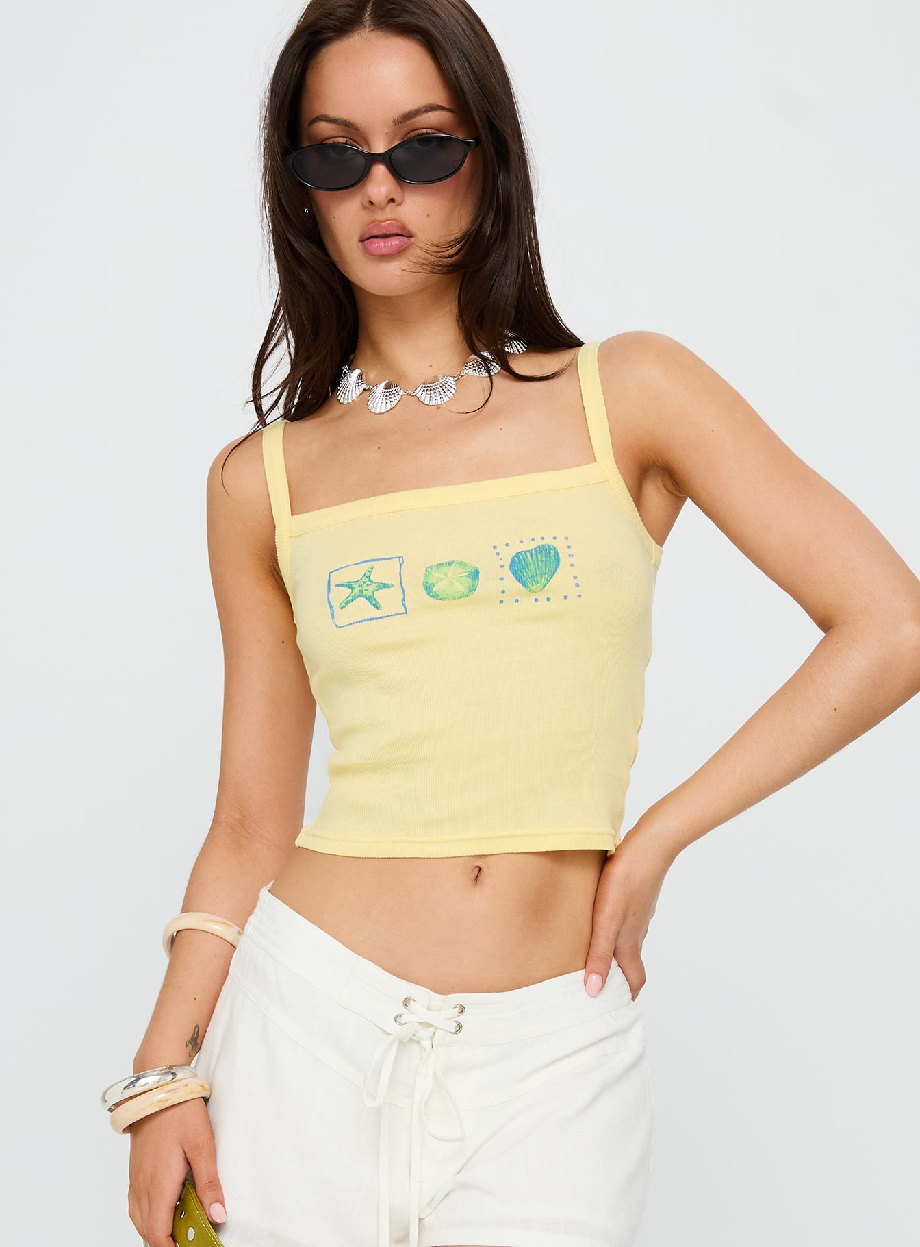 Seashore Shells Graphic Tank Yellow