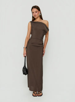 Sweetheart Off Shoulder Maxi Dress Chocolate