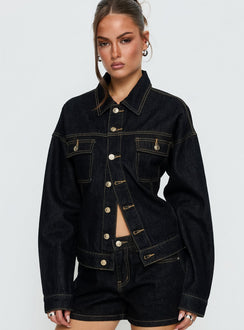Caresse Cinched Denim Jacket Raw Denim