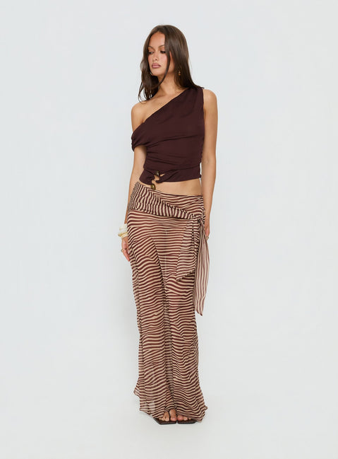   side view of model wearing Princess Polly True Spirit Chiffon Maxi Skirt Multi Maxi Skirts 