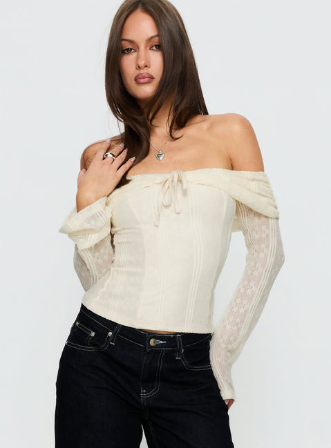 Colettie Long Sleeve Top | Cream | Womens | Princess Polly Colettie Long Sleeve Top | Cream | Womens | Princess Polly