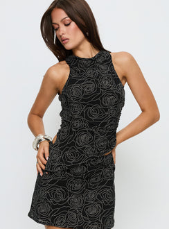 Forget Me Diamonte Asymmetrical Top Black