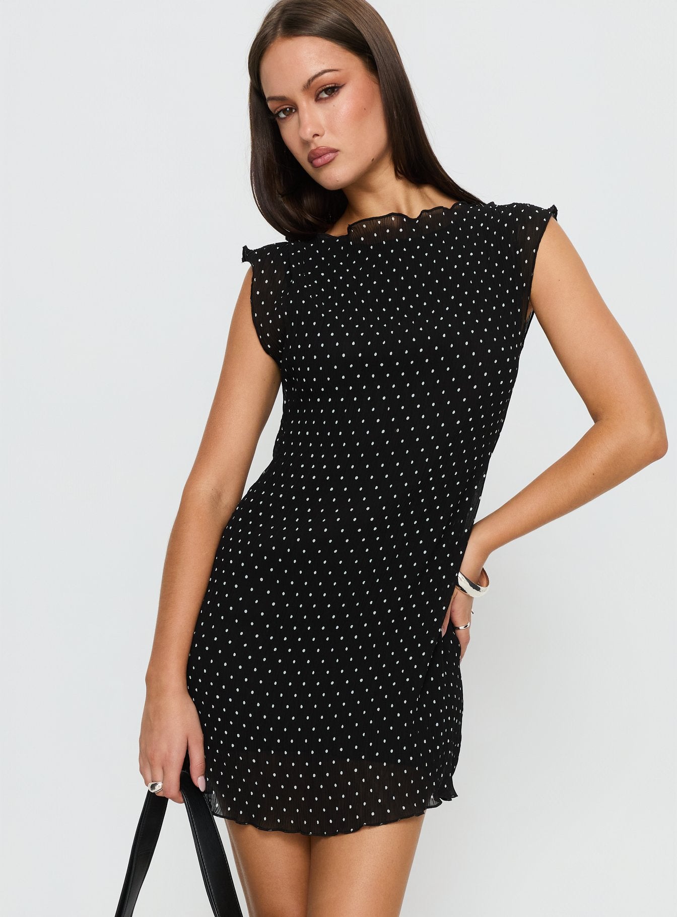 Mariner Mini Dress Noir Polka | Princess Polly