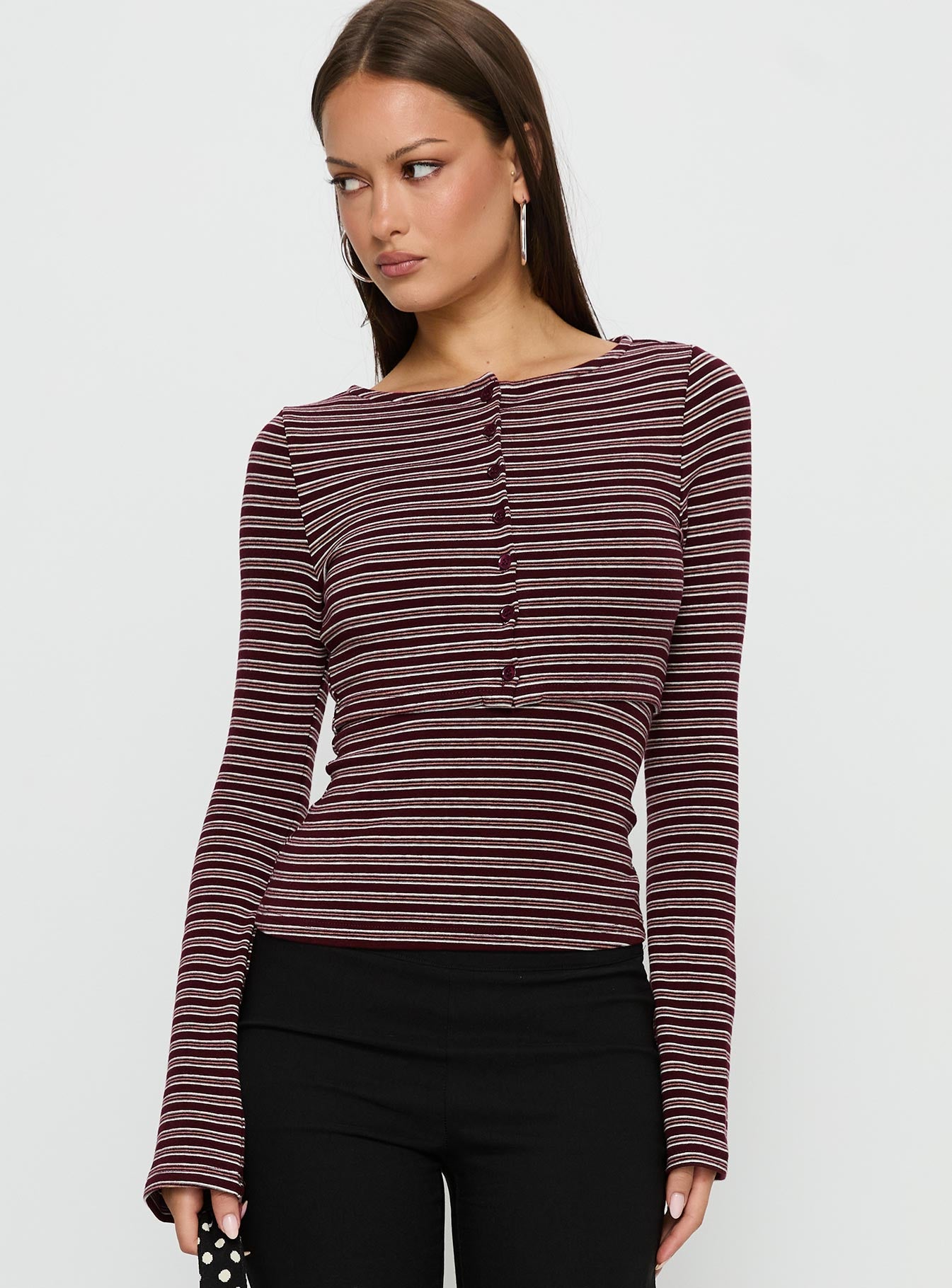 Spence Layered Cardigan Top Multi Stripe | Princess Polly