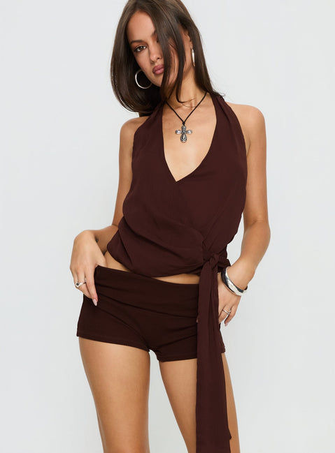 Baseline Low Rise Rib Shorts Chocolate