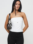 Flounce Strapless Top White