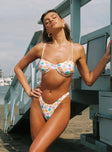 Bikini top Floral print Balconette style Wired cups Adjustable shoulder straps Clasp fastening Unpadded Fully lined