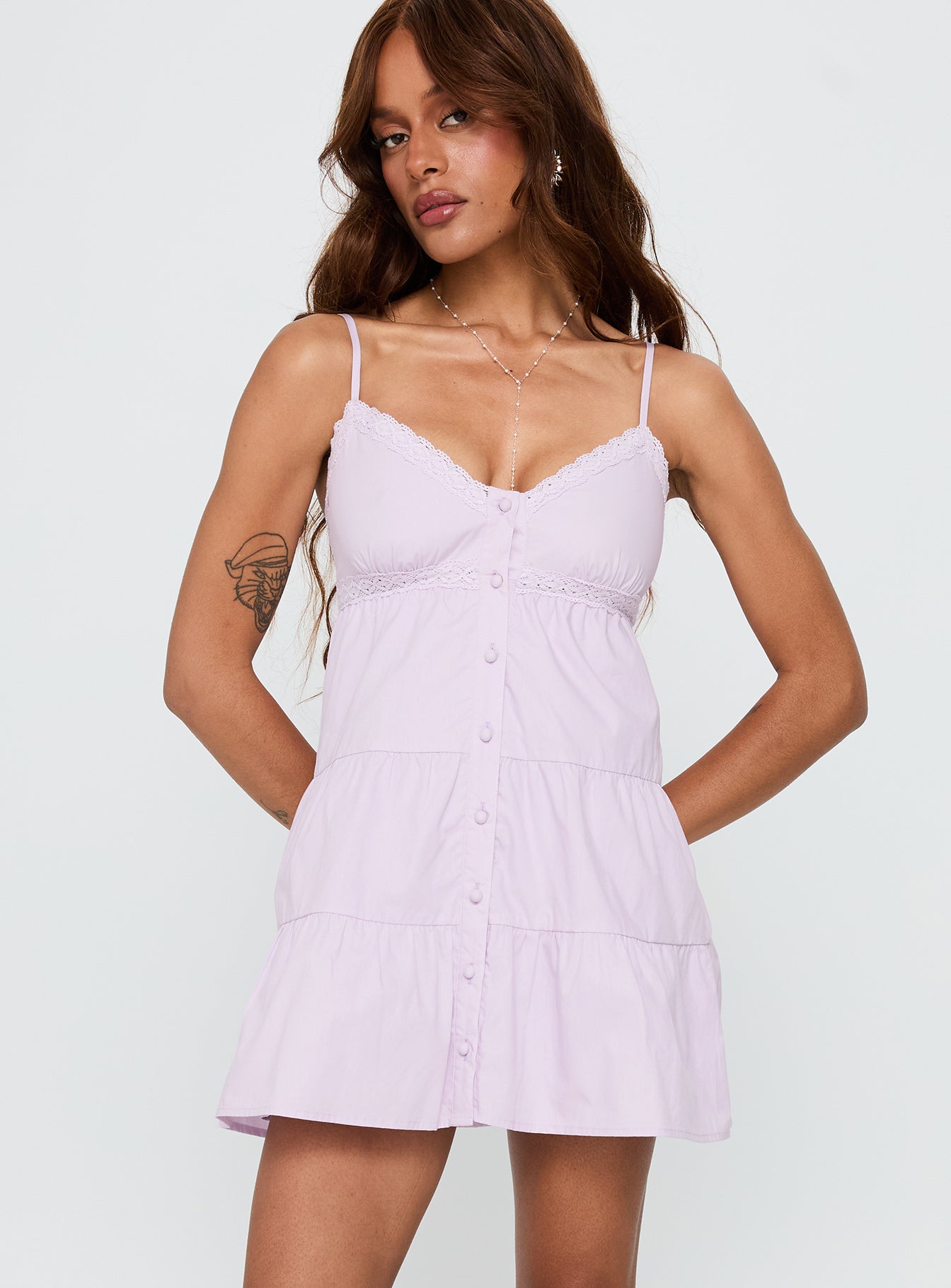 Tylie Tiered Mini Dress Lilac Tylie Tiered Mini Dress Lilac
