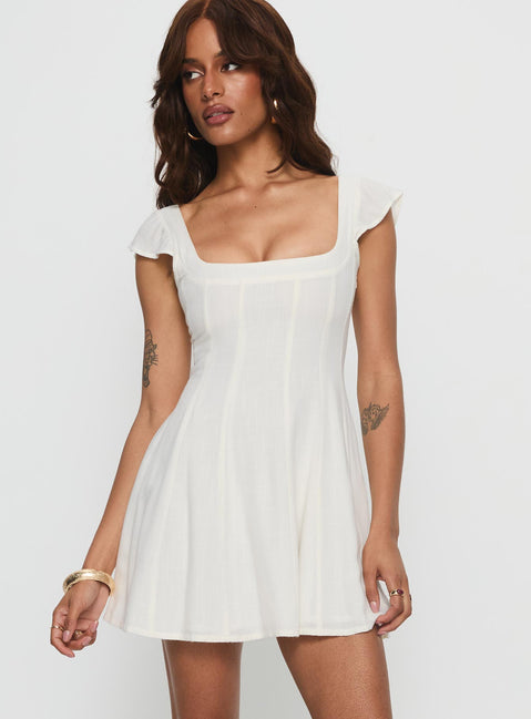 white cap sleeve cocktail dress Cap Sleeve A Line Corset Midi Dress White