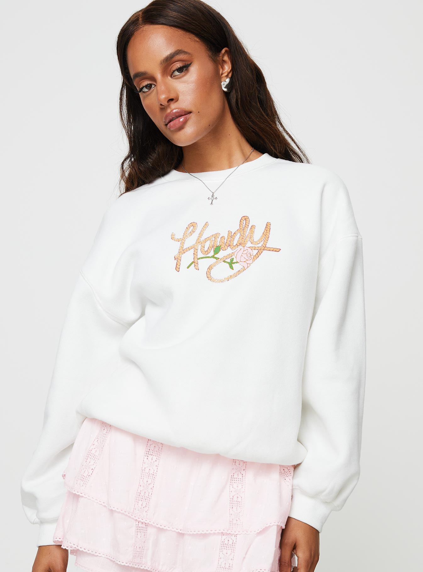 Roped in crew neck sweatshirt white