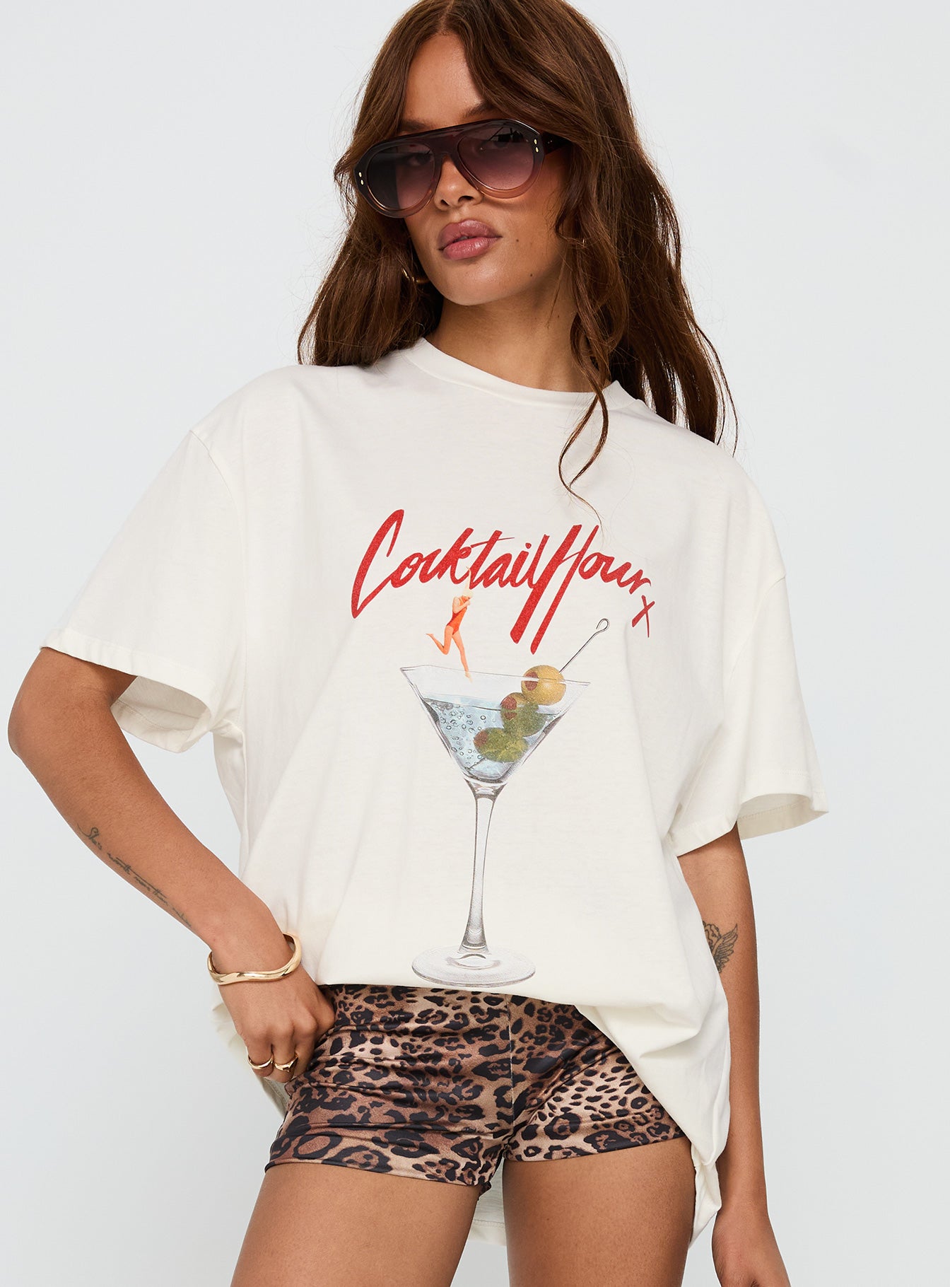 Unwind In Peace Oversized Tee White