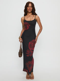 Lucky to Love Maxi Dress Black / Red Floral