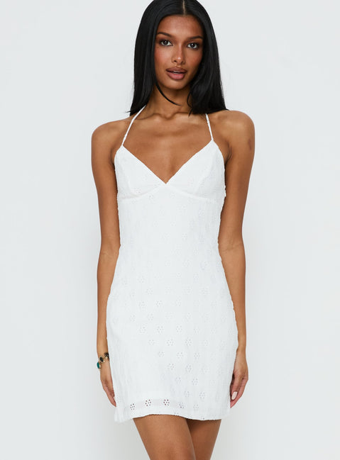 Summer Cider Embroidered Mini Dress | White | Womens | Princess Polly Summer Cider Embroidered Mini Dress | White | Womens | Princess Polly