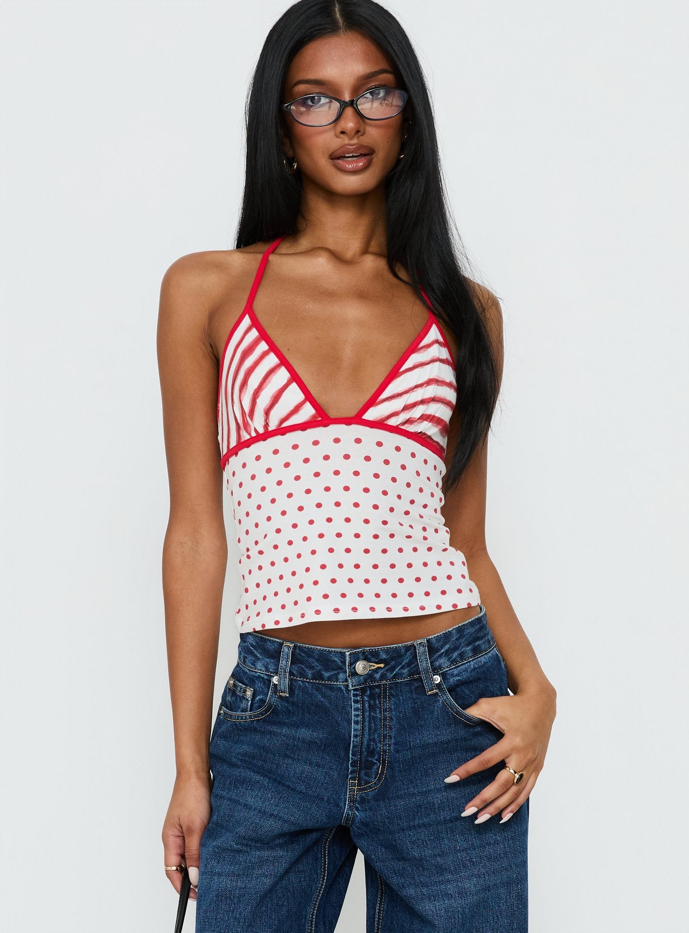 ら*ー様 【レア】POLKA DOT CLUB Apolina Aelina Halter Top Red / White Polka Dot | Princess Polly