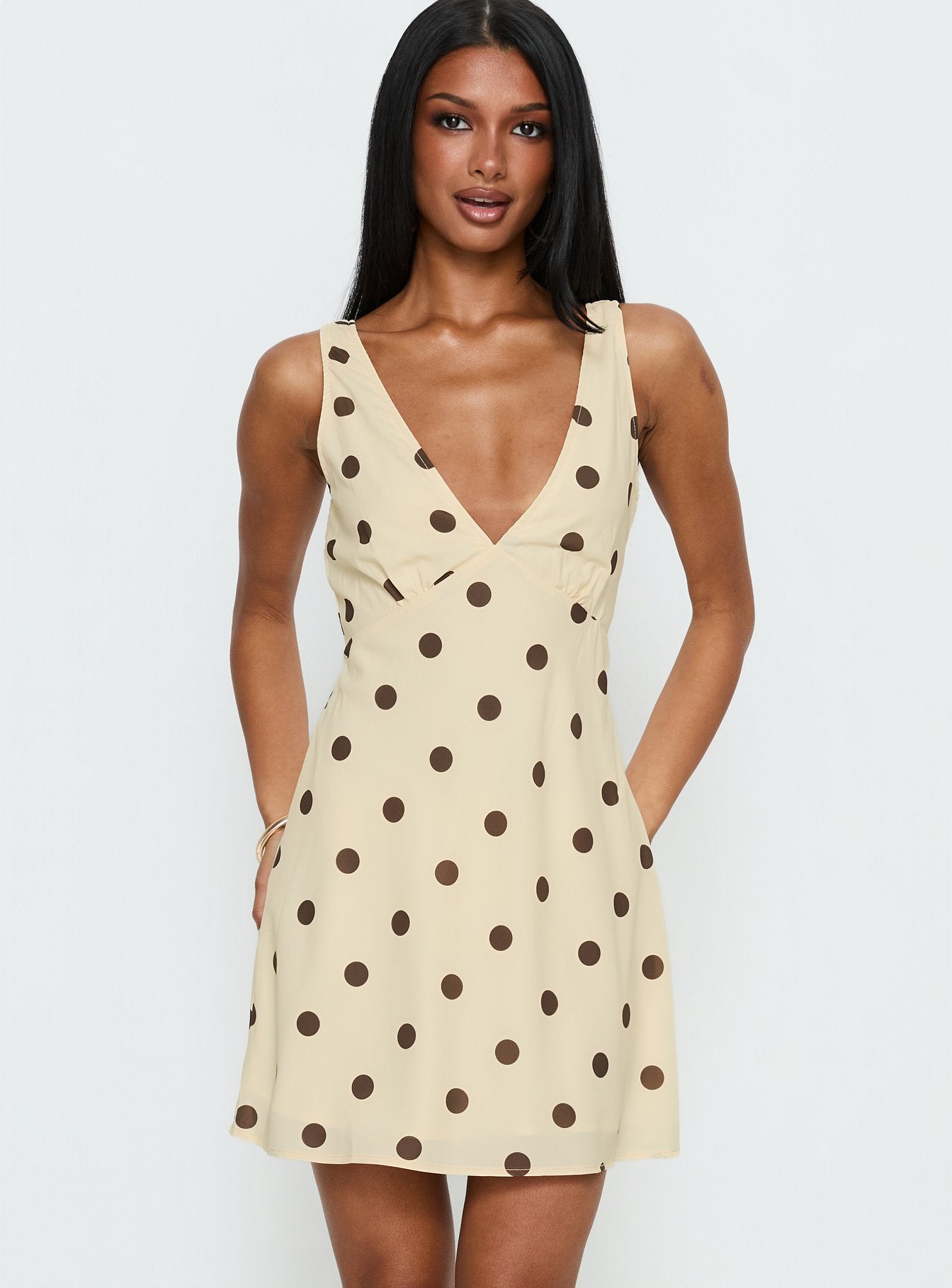 Nellie Mini Dress Lemon | Brown Polka Dot | Lemon | Brown Polka Dot | Womens
