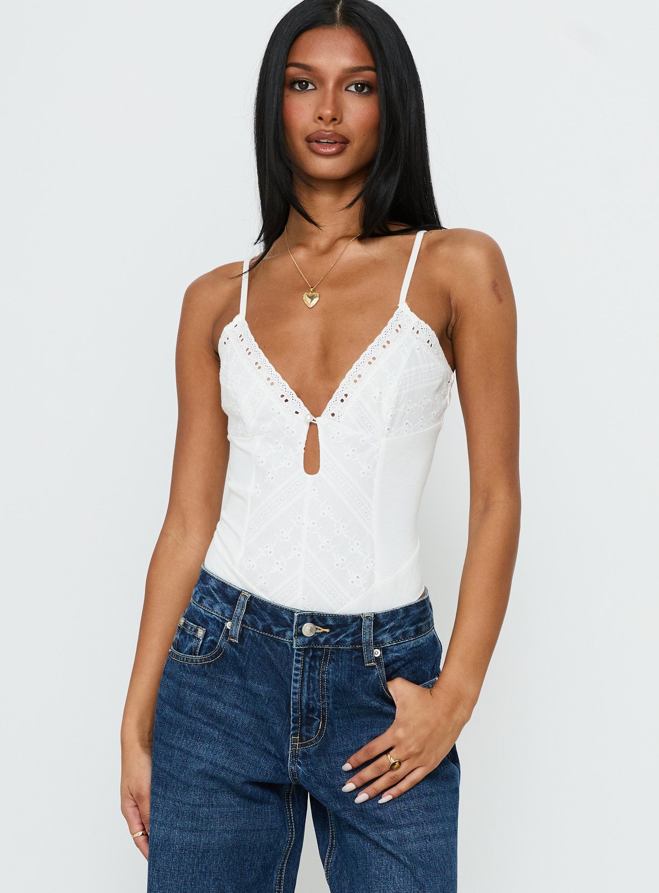 Nerisse Keyhole Bodysuit White | Princess Polly