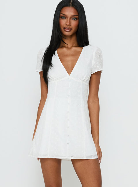 Loveliness Playsuit White Anglaise