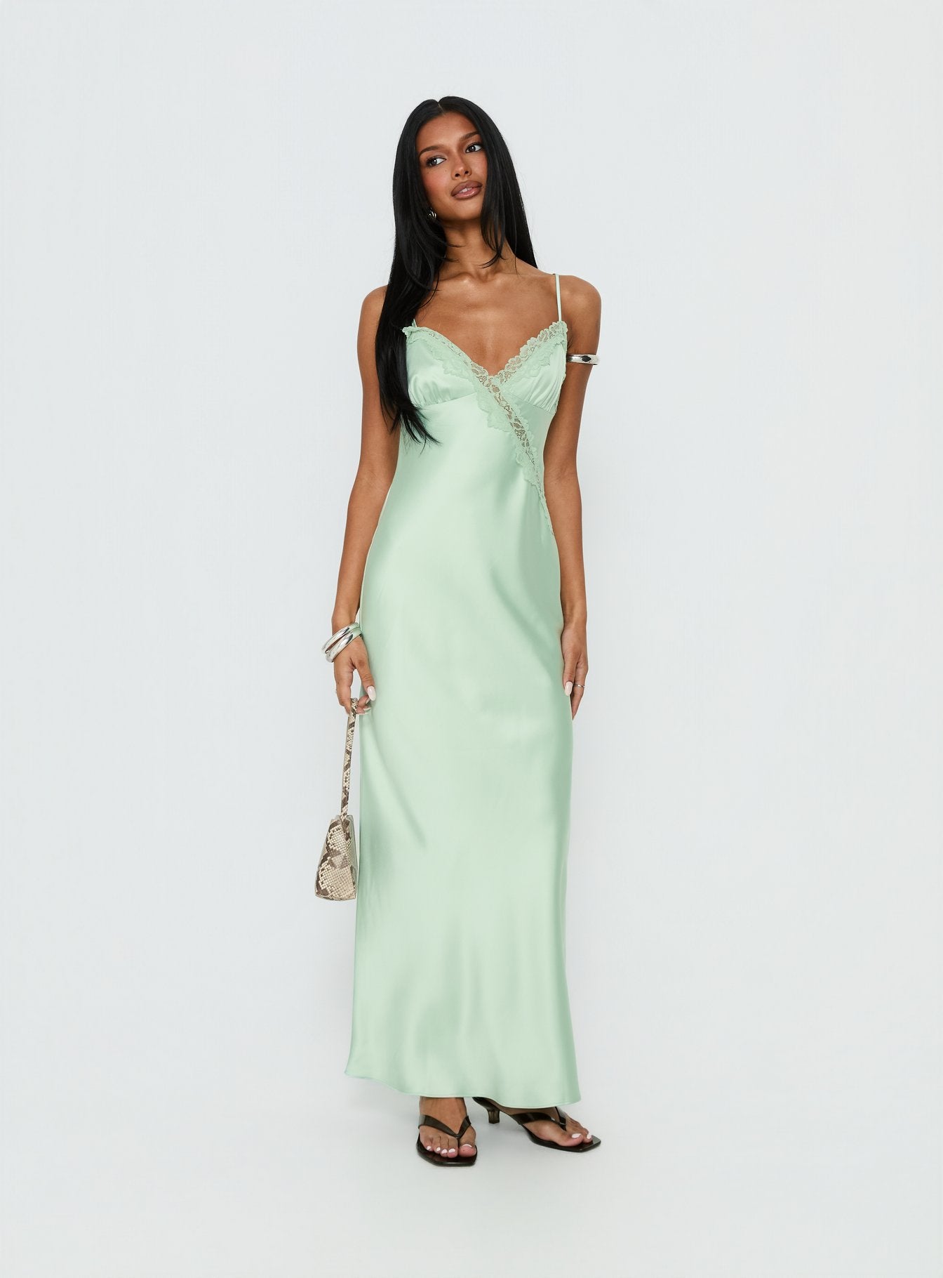 ロンハーマンDEMYLEE Madden Dress グリーン Madelene Lace V Neck Maxi Dress Jelly Mint | Princess Polly