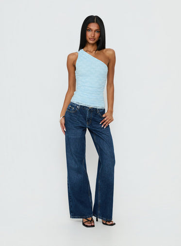 トップス andmary Paula lacey chiffon tops blue ANDMARY】Paula lacey chiffon tops