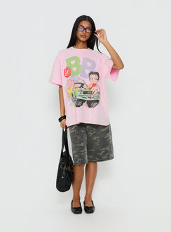 Betty Boop Speedracer Oversized Graphic Tee Washed Pink