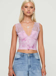 Crop top Lace material, plunging neckline Good stretch, lined bust