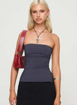 Strapless top Slim fitting, folded neckline, split hem at side, thin elasticated band at bust Good stretch, unlined