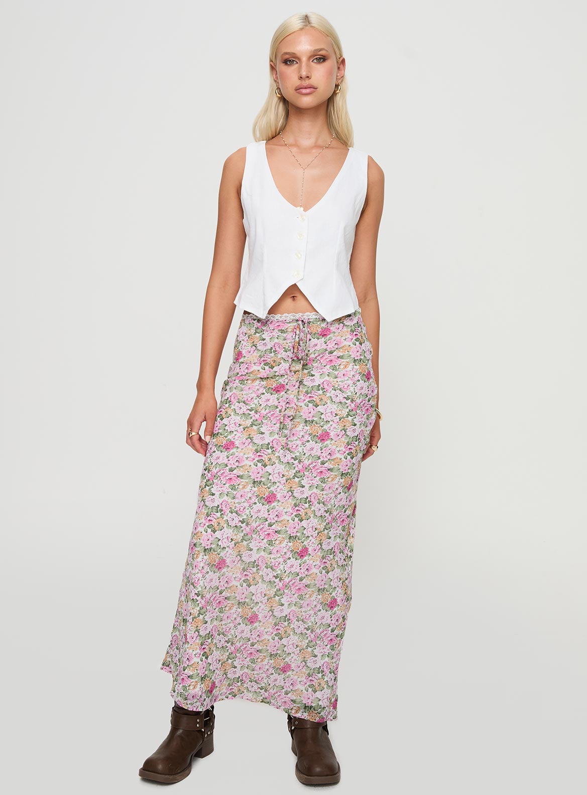 Emily maxi skirt pink floral