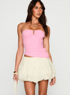   front view of model wearing Princess Polly Cloudia Bubble Hem Mini Skirt Cream Mini Skirts 