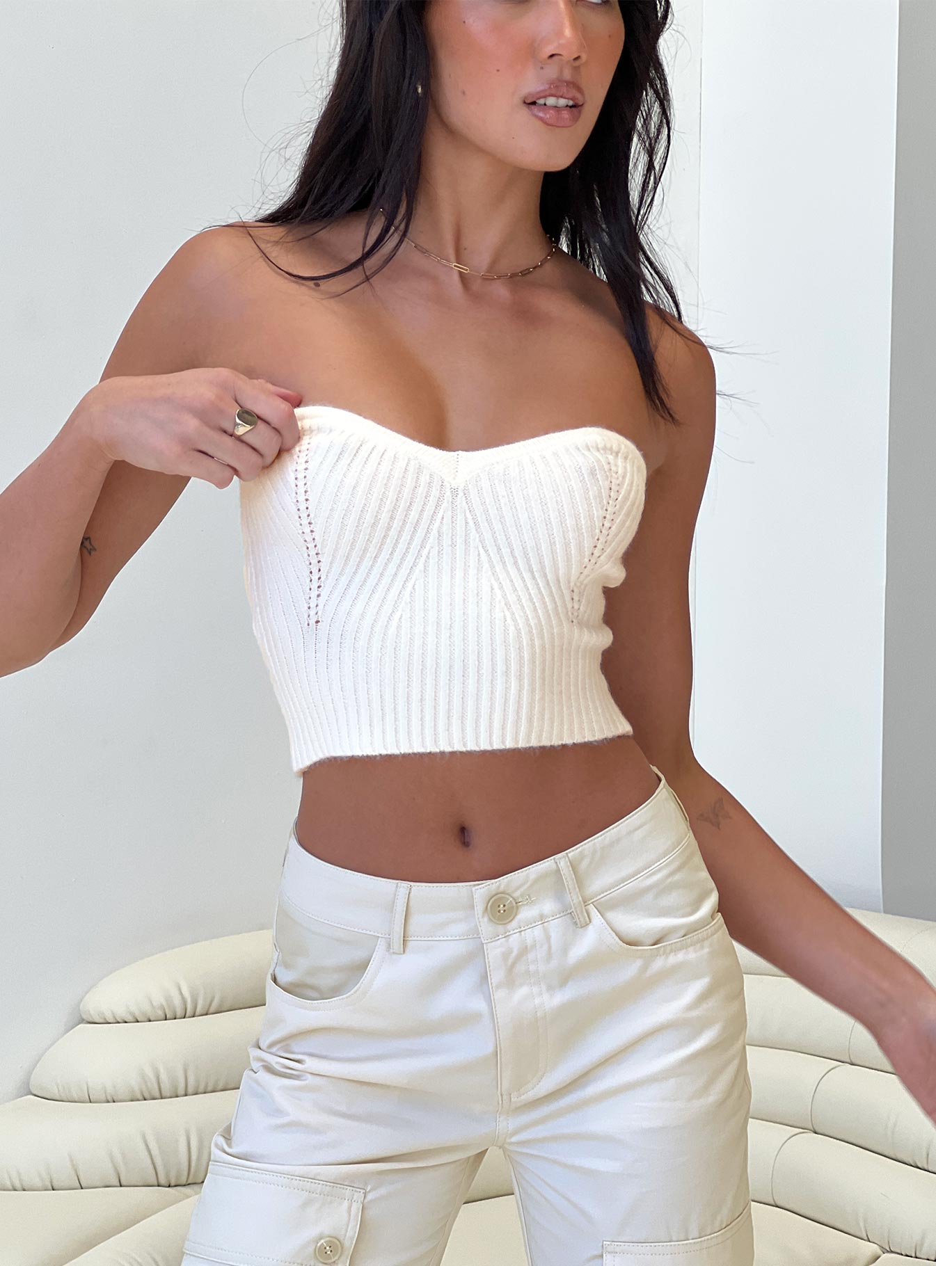 Ulara strapless top white