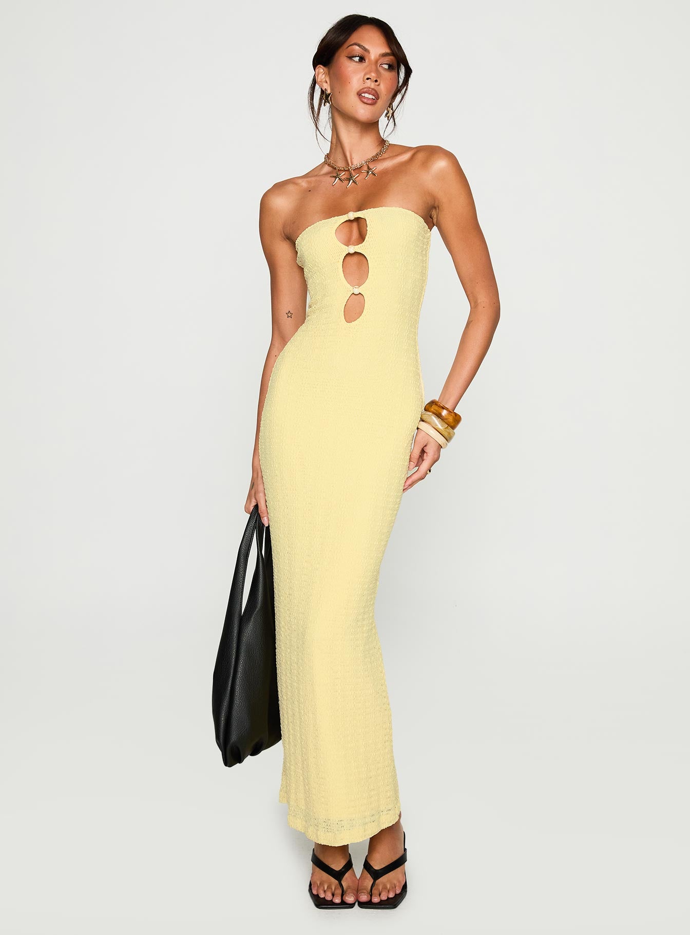 Saijana Strapless Maxi Dress | Lemon | Womens Saijana Strapless Maxi Dress | Lemon | Womens